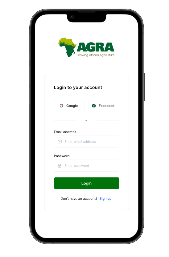 Mobile policy app login screen